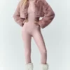 Giacca corta chic in pelliccia sintetica - Rosa champagne