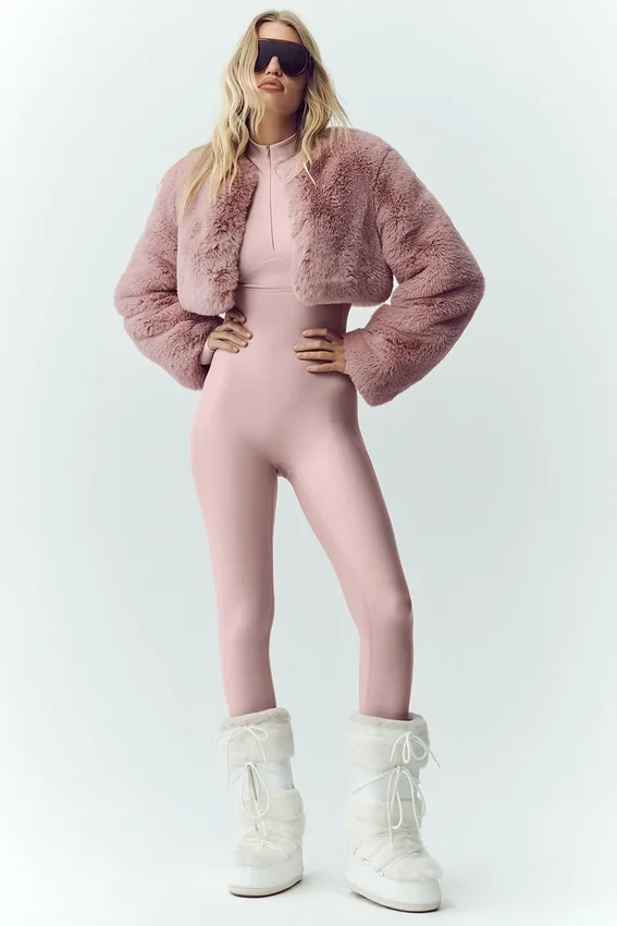 Giacca corta chic in pelliccia sintetica - Rosa champagne