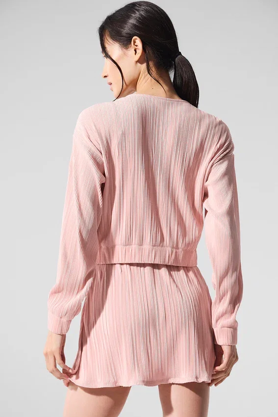 Giacca corta con microplissettatura - Rosa quarzo