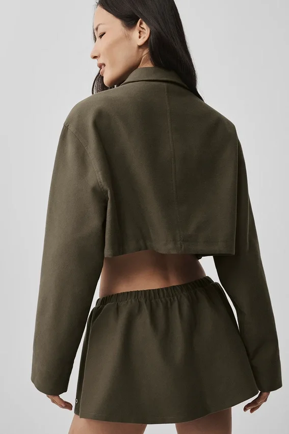 Giacca corta con zip integrale "Fan Favorite" - Verde oliva