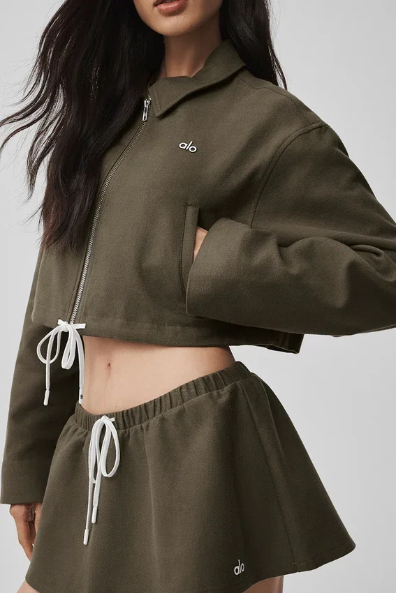 Giacca corta con zip integrale "Fan Favorite" - Verde oliva