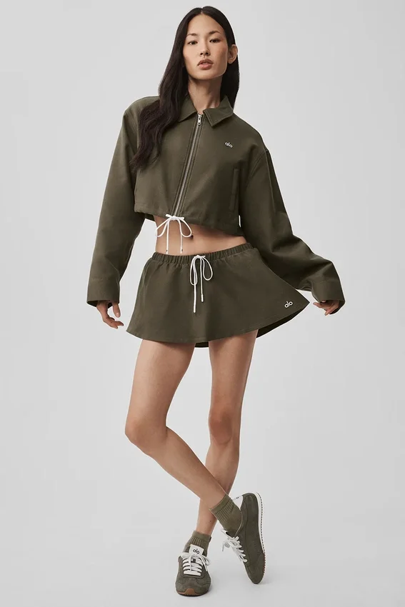 Giacca corta con zip integrale "Fan Favorite" - Verde oliva