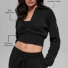 Giacca corta con zip integrale in maglia Scholar - Nero