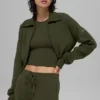 Giacca corta con zip integrale in maglia Scholar - Verde oliva