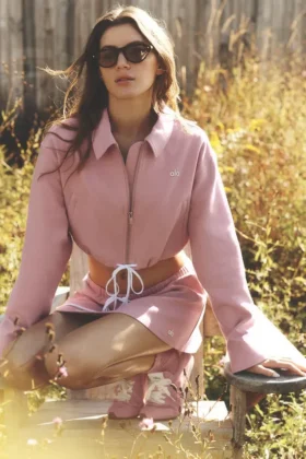 Giacca corta Fan Favorite con zip integrale - Rosa vintage