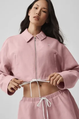 Giacca corta Fan Favorite con zip integrale – Rosa vintage