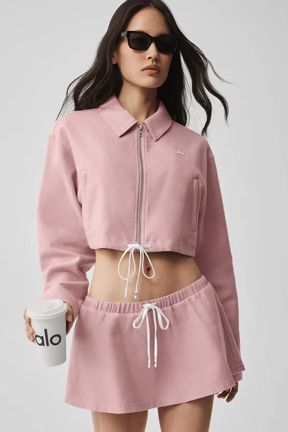 Giacca corta Fan Favorite con zip integrale - Rosa vintage