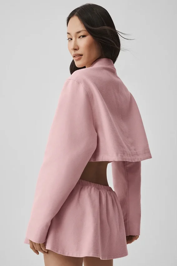 Giacca corta Fan Favorite con zip integrale - Rosa vintage