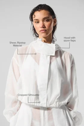 Giacca corta Game Time con zip integrale – Bianca