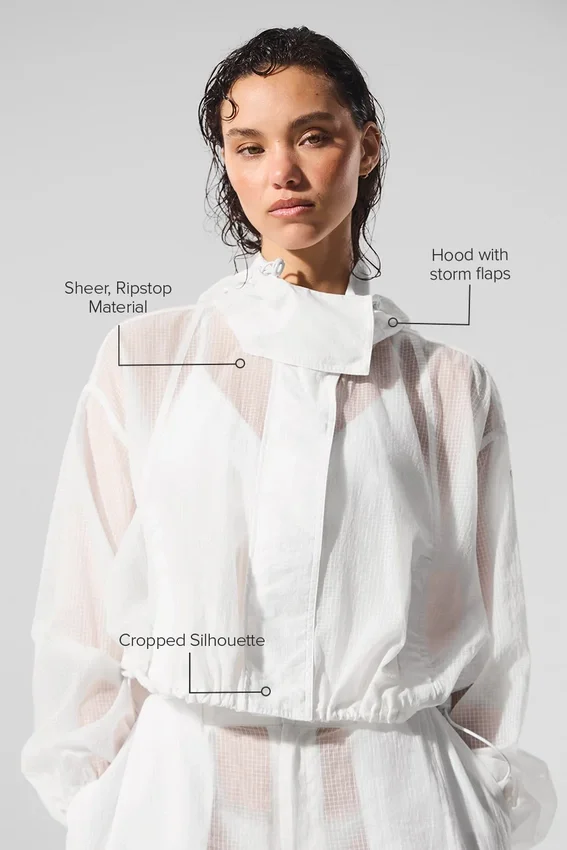 Giacca corta Game Time con zip integrale - Bianca