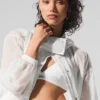 Giacca corta Game Time con zip integrale - Bianca