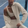 Giacca corta in maglia Scholar con zip integrale - Avena melange