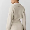 Giacca corta in maglia Scholar con zip integrale - Avena melange