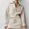 Giacca corta in maglia Scholar con zip integrale - Avena melange