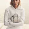 Giacca corta in maglia Scholar con zip integrale - Bianco melange