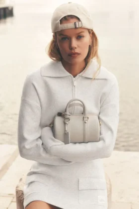 Giacca corta in maglia Scholar con zip integrale - Bianco melange