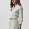 Giacca corta in maglia Scholar con zip integrale - Bianco melange