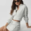 Giacca corta in maglia Scholar con zip integrale - Bianco melange