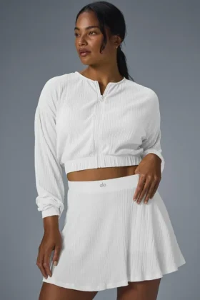 Giacca corta in micro plissettatura - Bianco