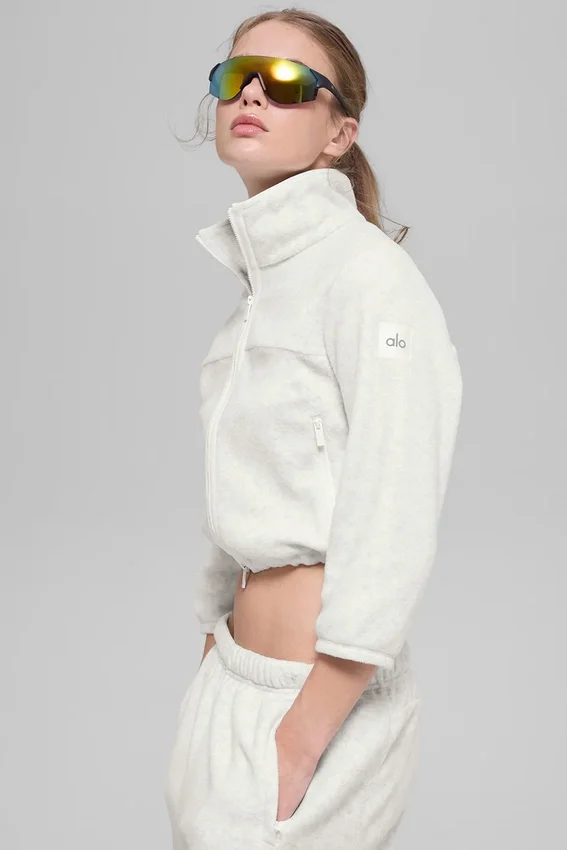 Giacca corta in pile polare Retreat - Bianco grigio melange