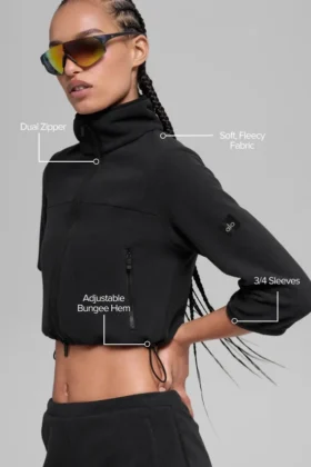 Giacca corta in pile polare Retreat – Nero