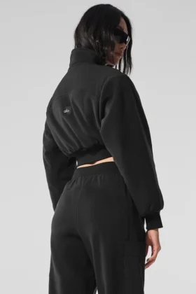 Giacca corta in pile polare Wintry Mix – Nero