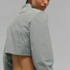Giacca corta Main Character a righe sottili con zip integrale - Grigio lunare/Bianco