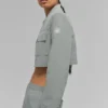 Giacca corta Main Character a righe sottili con zip integrale - Grigio lunare/Bianco