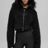 Giacca corta Sherpa con taglio obliquo - Nero