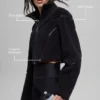 Giacca corta Sherpa con taglio obliquo - Nero