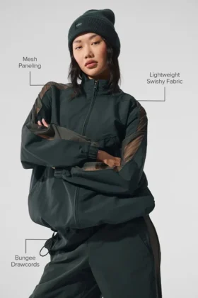 Giacca da training Origin con zip integrale – Verde antracite