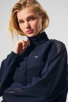 Giacca da tuta Origin con zip integrale – Blu navy/Nero