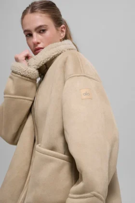 Giacca Grand in finta pelle di montone – Woodland Tan
