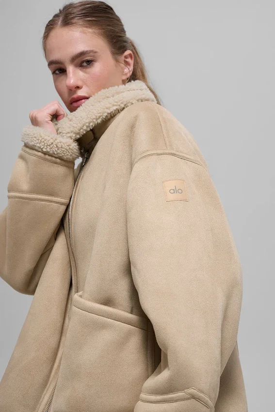 Giacca Grand in finta pelle di montone - Woodland Tan