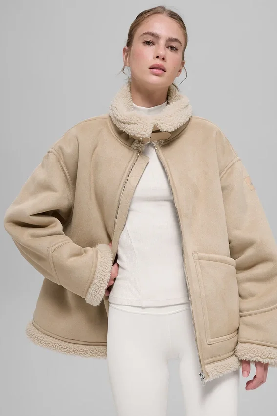 Giacca Grand in finta pelle di montone - Woodland Tan