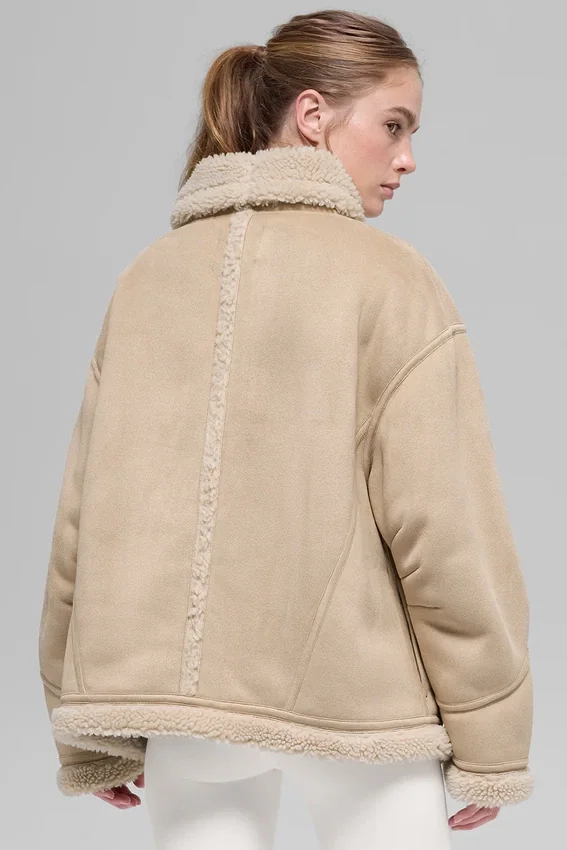 Giacca Grand in finta pelle di montone - Woodland Tan