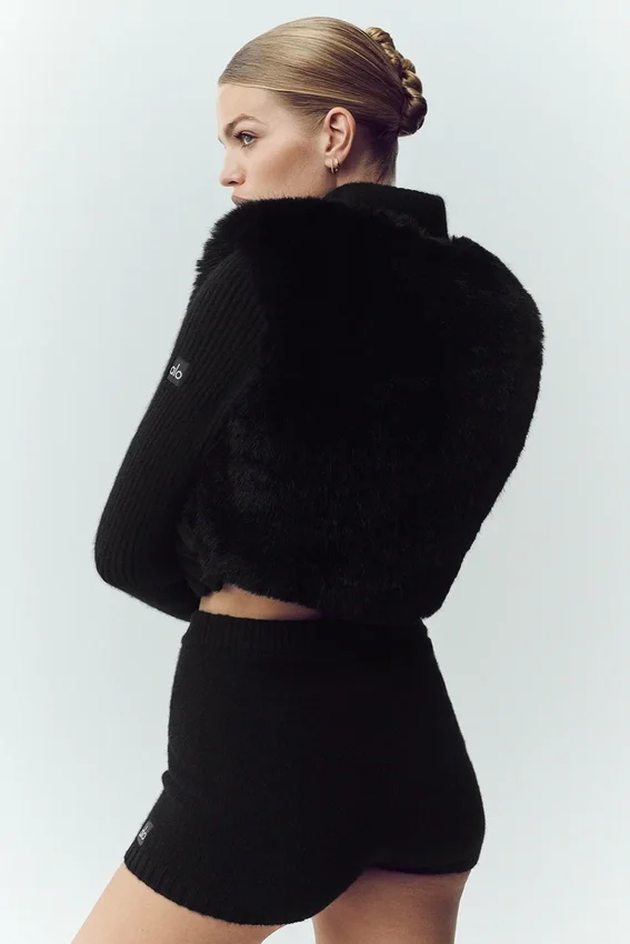 Giacca Northstar in cashmere con finta pelliccia e zip integrale - Nero