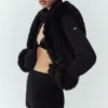 Giacca Northstar in cashmere con finta pelliccia e zip integrale - Nero