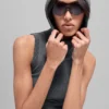 Gilet con cappuccio a costine bicolore senza cuciture - Grigio nebbia scuro melange