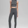 Gilet con cappuccio a costine bicolore senza cuciture - Grigio nebbia scuro melange