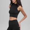 Gilet con cappuccio a costine bicolore senza cuciture - Nero