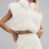 Gilet corto in pelliccia sintetica opulenta - Avorio