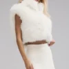 Gilet corto in pelliccia sintetica opulenta - Avorio