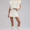 Gilet corto in pelliccia sintetica opulenta - Avorio