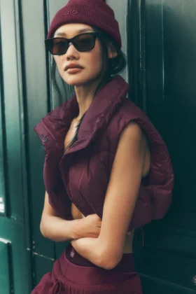 Gilet imbottito corto Gold Rush - Borgogna