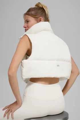 Gilet imbottito Gold Rush corto – Avorio