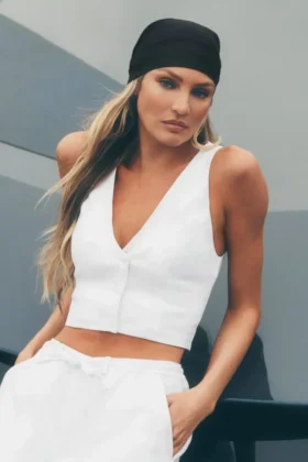 Gilet Riviera in misto lino - Bianco