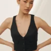 Gilet Riviera in misto lino - Nero