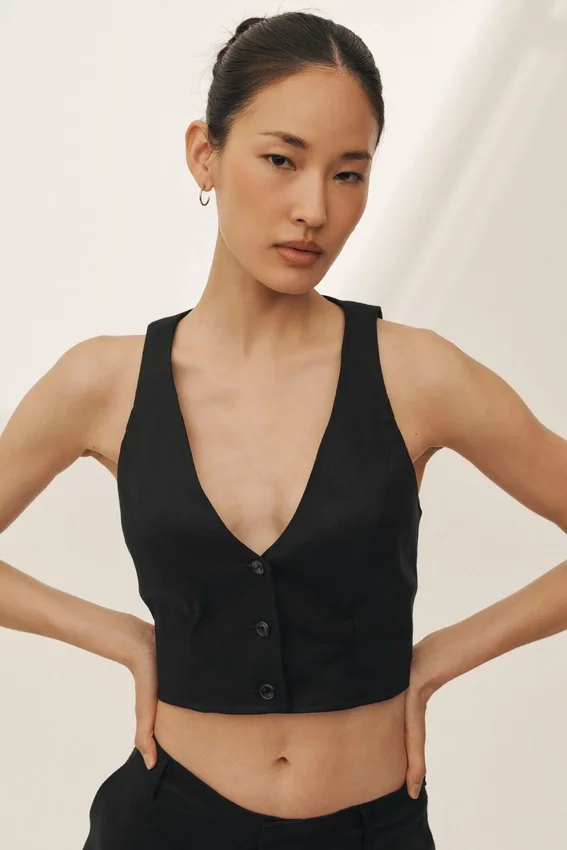 Gilet Riviera in misto lino - Nero