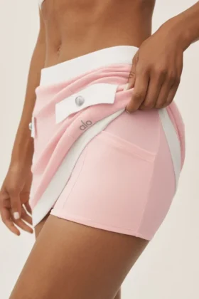 Gonna capri da sogno in cotone e cashmere High-Waist – Rosa sole/Bianco